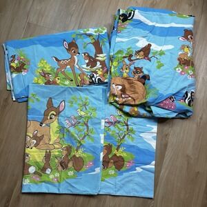 VTG 70's Walt Disney's Bambi FULL Size Complete Set Flat, Fitted, 2 Pillowcases